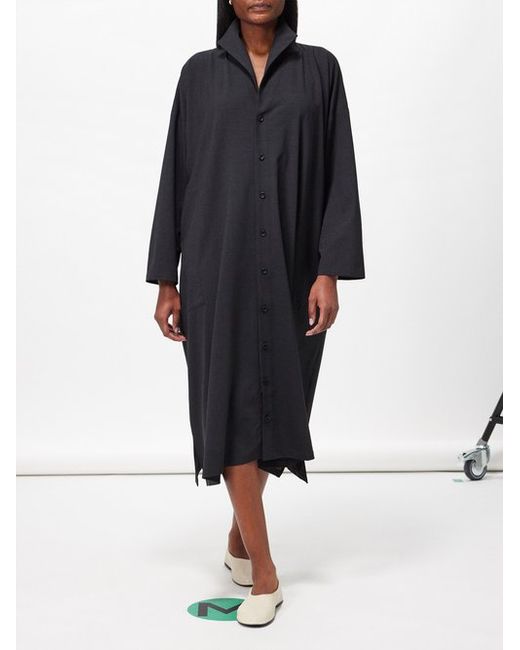 eskandar Oversized Wool-blend Barathea Midi Shirt Dress