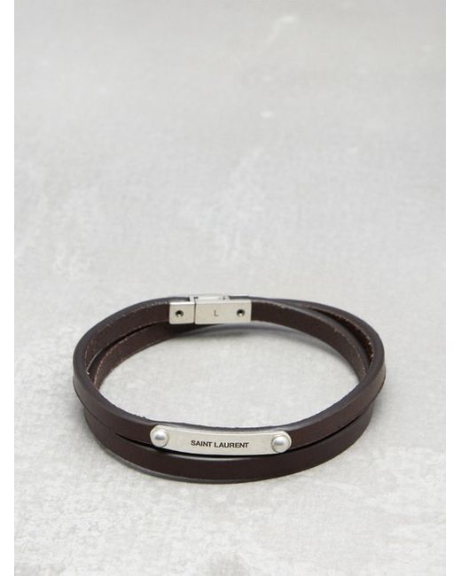 Saint Laurent Double-wrap Leather Bracelet