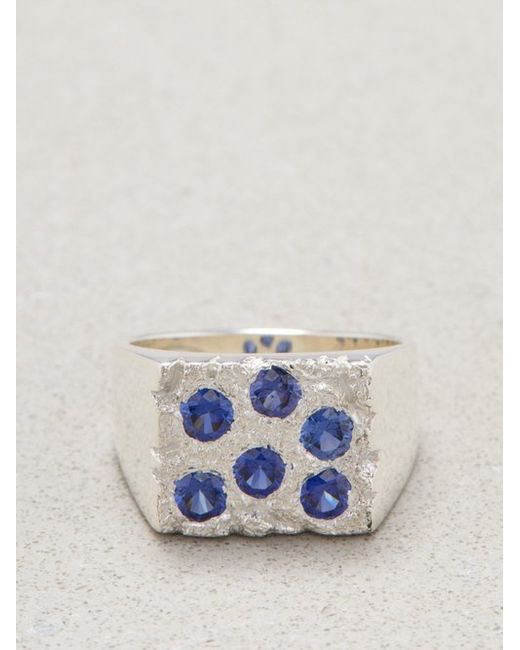 Bleue Burnham Rose Garden Sapphire Sterling Signet Ring