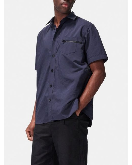 Sacai Zip-pocket Taffeta Short-sleeved Shirt
