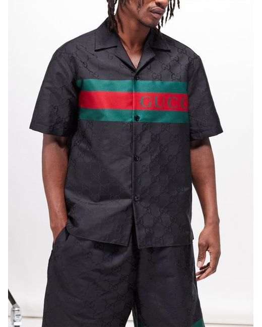 Gucci GG-jacquard Logo-stripe Poplin Shirt