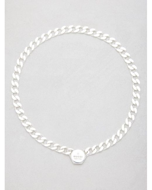 Gucci Logo-engraved Sterling Necklace