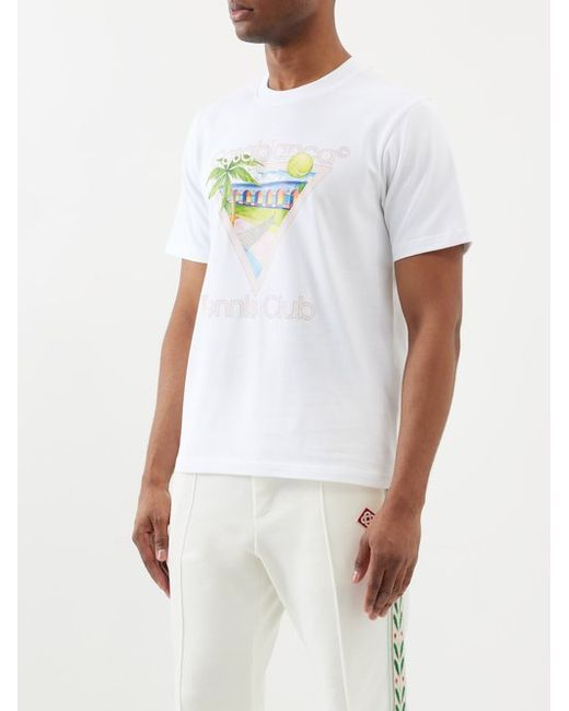 Casablanca Tennis Club Icon-print Organic-cotton T-shirt