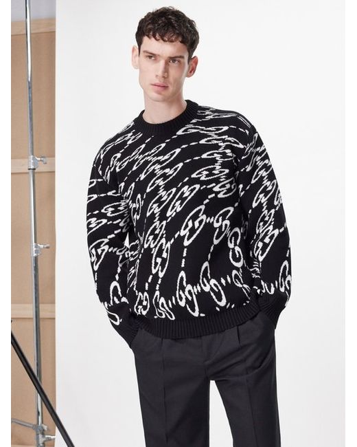 Gucci Wavy Gg-jacquard Cotton Sweater