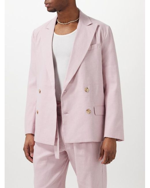 Commas Double-breasted Linen-blend Suit Jacket