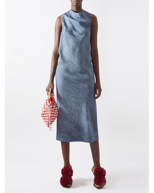 Bottega Veneta Denim-print Jersey Midi Dress