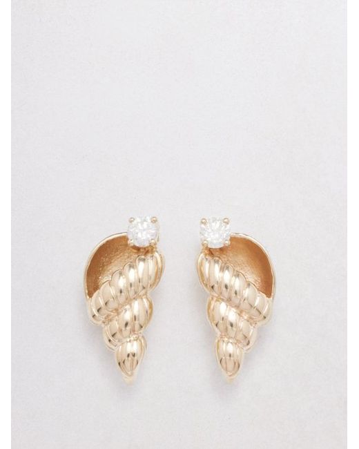 Yvonne Léon Shell Diamond 9kt Gold Earrings