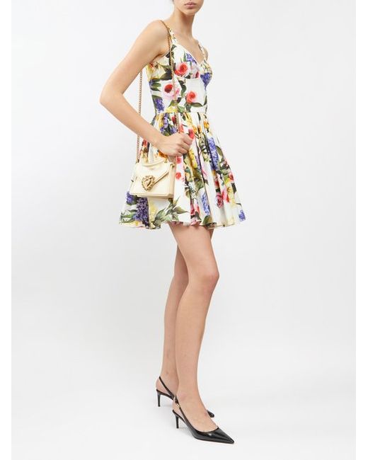Dolce & Gabbana Sweetheart Floral-print Poplin Mini Dress
