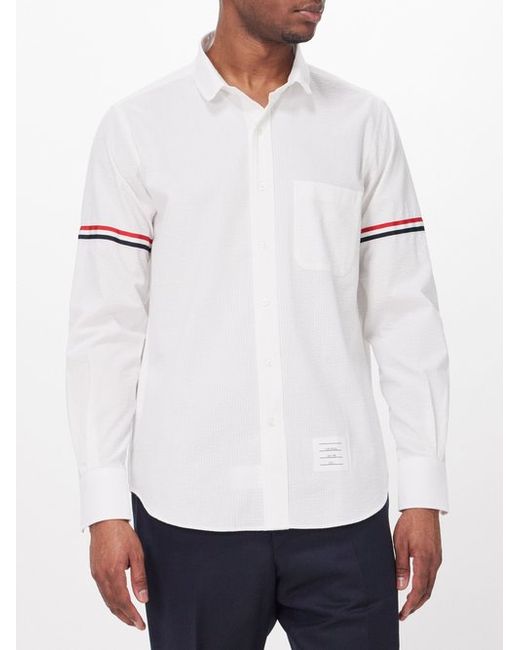 Thom Browne Tricolour-stripe Cotton-seersucker Shirt