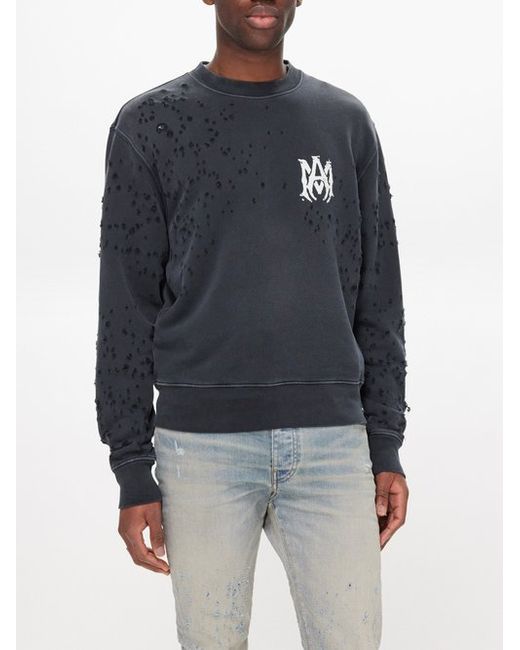 Amiri Shotgun Distressed Cotton Sweatshirt