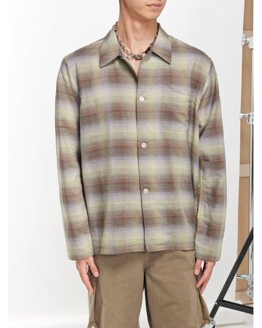 Our Legacy Box Checked Linen-blend Shirt