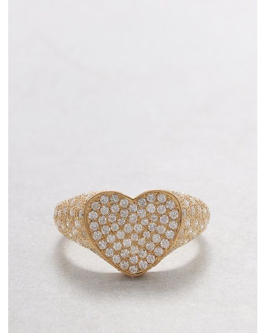 Yvonne Léon Heart Diamond 9kt Gold Signet Ring