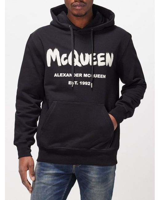 Alexander McQueen Graffiti Logo-print Cotton-jersey Hoodie
