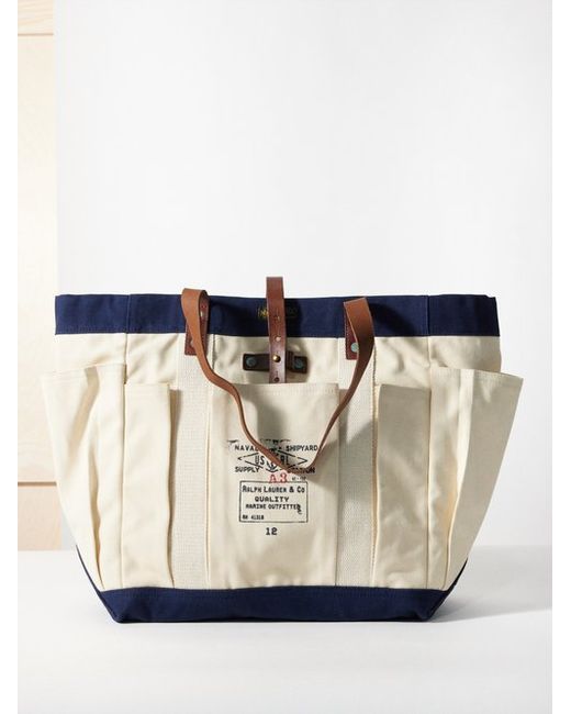 Polo Ralph Lauren Leather-trim Cotton-canvas Tote Bag