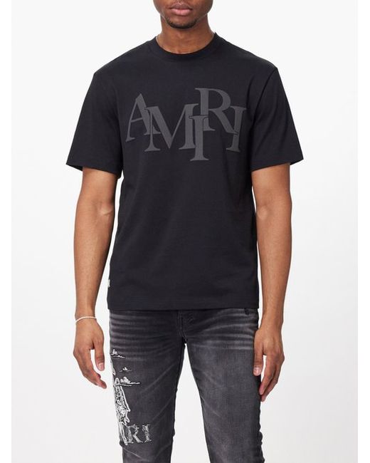 Amiri Staggered Logo-print Cotton-jersey T-shirt