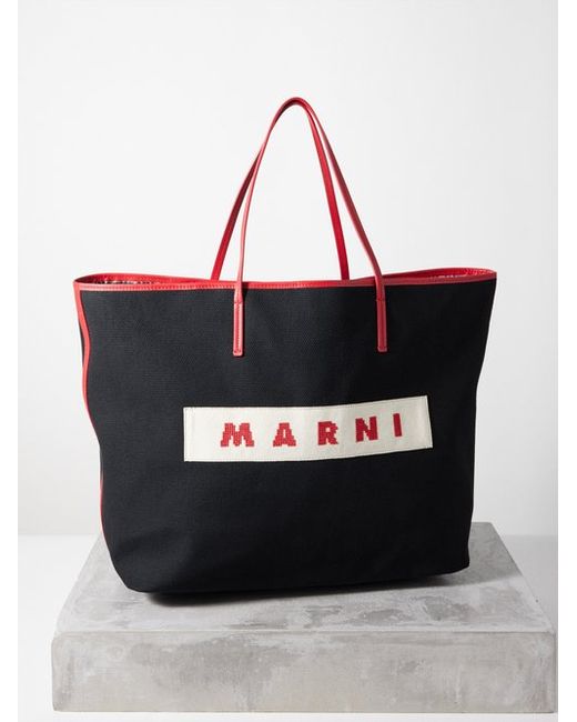 Marni Logo-jacquard Cotton-canvas Tote Bag