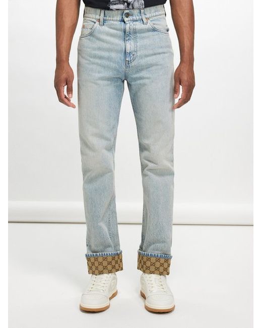 Gucci GG-canvas Turn-up Jeans