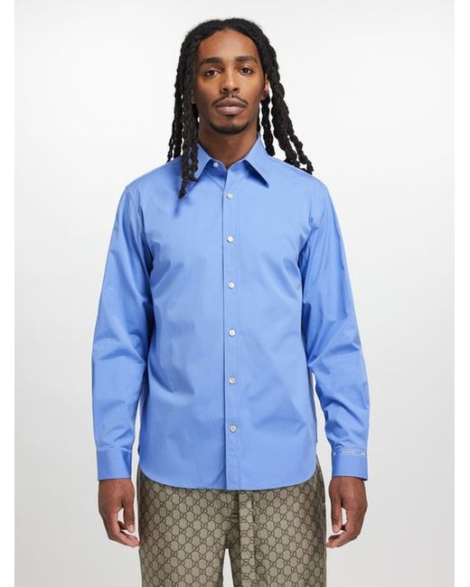 Gucci Embroidered-cuff Cotton-poplin Shirt