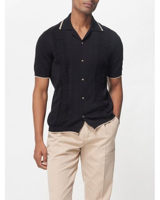 Brunello Cucinelli Geometric-stripe Knitted Cotton Shirt