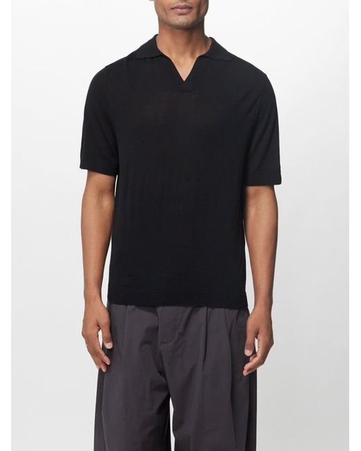 Allude Open-collar Wool Polo Shirt