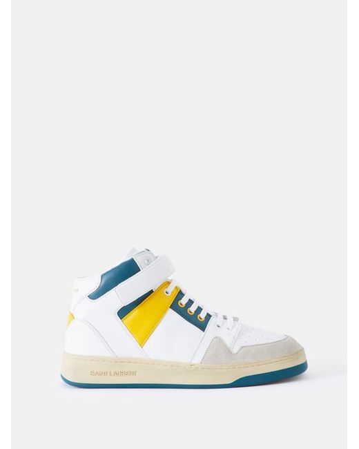 Saint Laurent Lax Leather And Suede High-top Trainers