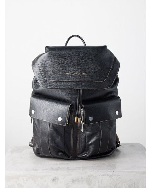 Brunello Cucinelli Flap-pocket Leather Backpack
