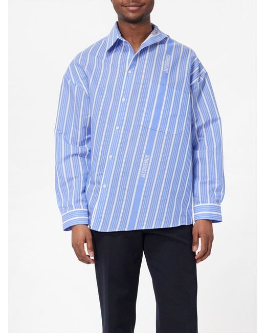 Jacquemus Cuadro Asymmetric Striped Silk-blend Shirt