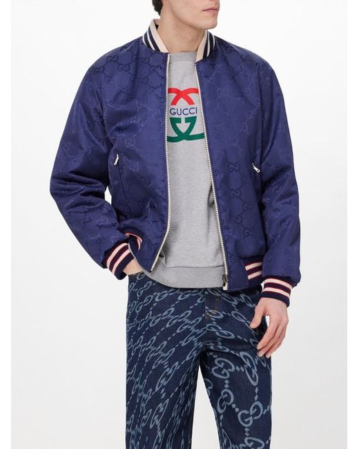 Gucci GG-jacquard Reversible Nylon Bomber Jacket