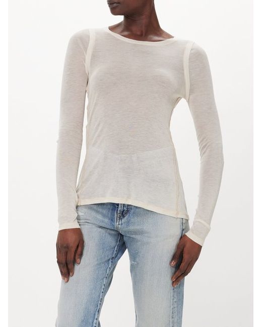 Victoria Beckham Ribbed Lyocell-jersey Long-sleeved Top