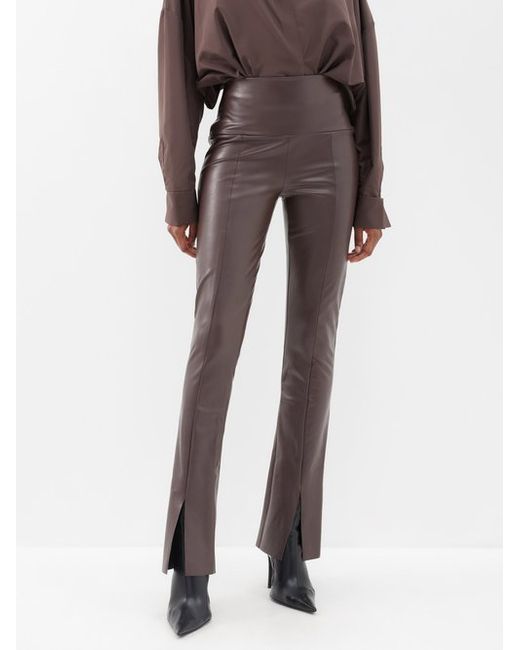 Norma Kamali High-rise Split-cuff Faux-leather Trousers