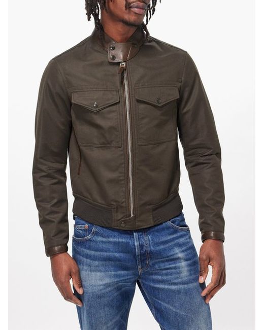 Tom Ford Leather-trimmed Cotton-blend Jacket