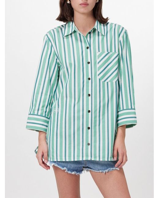 Ganni Striped Organic-cotton Shirt