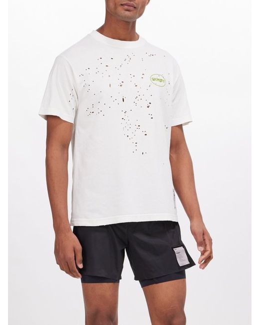 Satisfy Mothtech Perforated Organic-cotton Jersey T-shirt