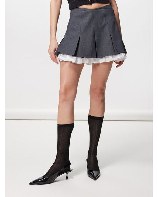 Shushu-Tong Double-layered Twill Mini Skirt 10 UK