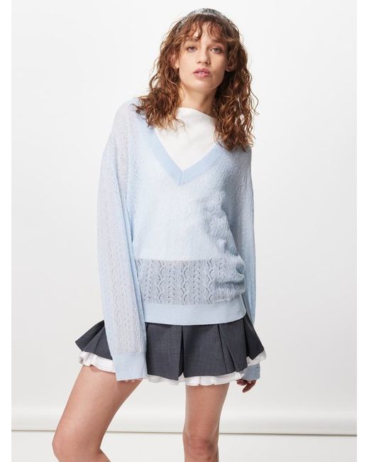 Shushu-Tong V-neck Pointelle-knit Sweater 10 UK
