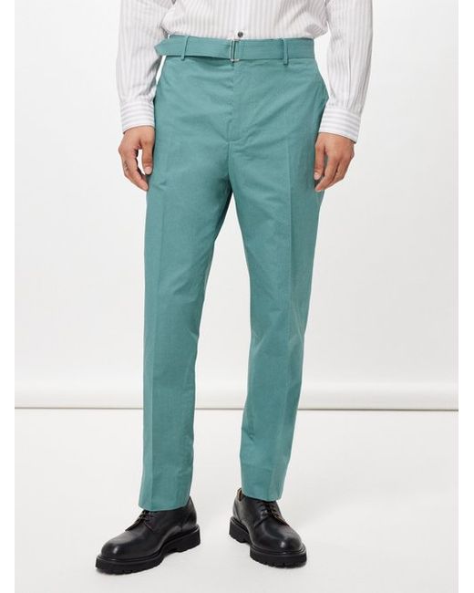 Officine Generale Owen Belted Organic-cotton Poplin Suit Trousers 48 EU/IT