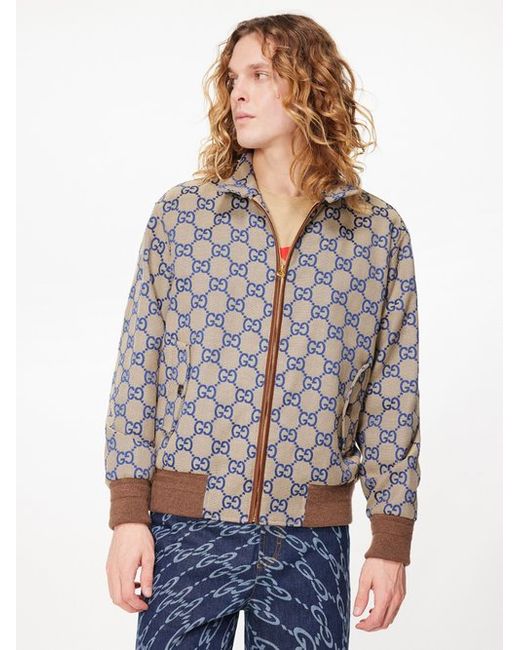 Gucci GG-canvas Leather-trim Cotton-blend Jacket 44 EU/IT