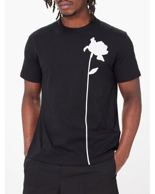 Valentino Garavani Flower-appliquéd Cotton-jersey T-shirt