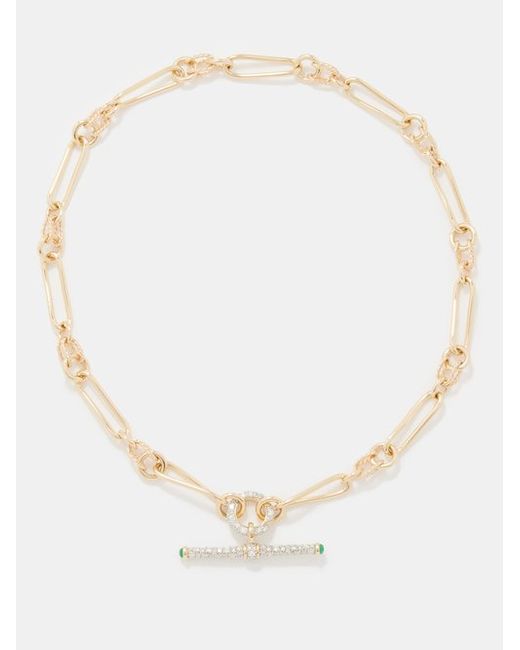 Lucy Delius Connection Diamond Emerald 14kt Gold Necklace