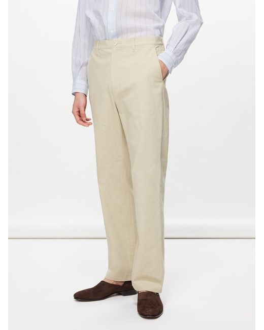 Auralee Washed Cotton-canvas Straight-leg Trousers