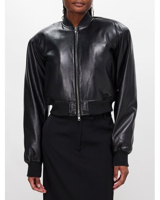 The Frankie Shop Micky Faux-leather Cropped Bomber Jacket