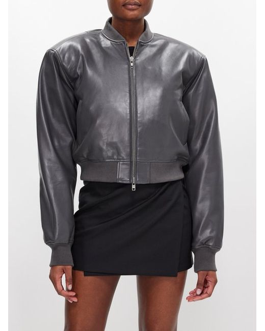 The Frankie Shop Micky Faux-leather Cropped Bomber Jacket
