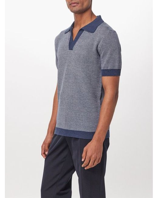 Thom Sweeney Open-collar Cotton-blend Polo Shirt