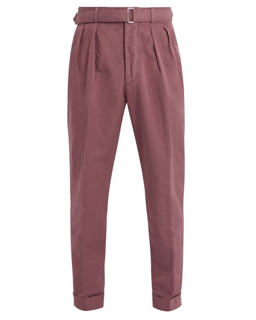 Officine Generale Pierre pleated cotton and linen-blend trousers