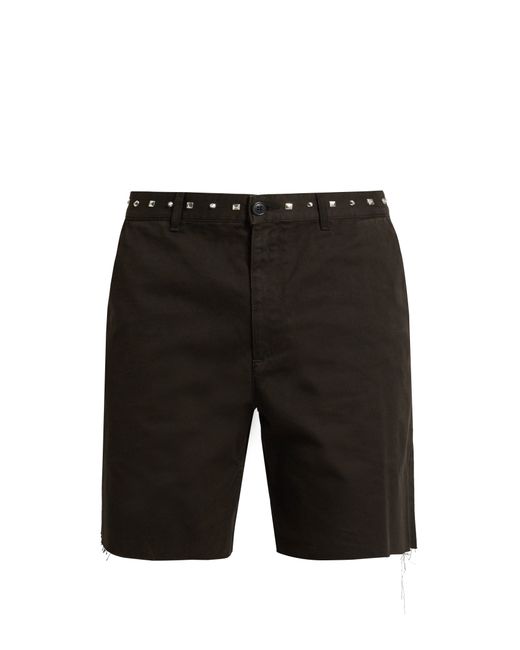 Saint Laurent Embellished-waist cotton shorts