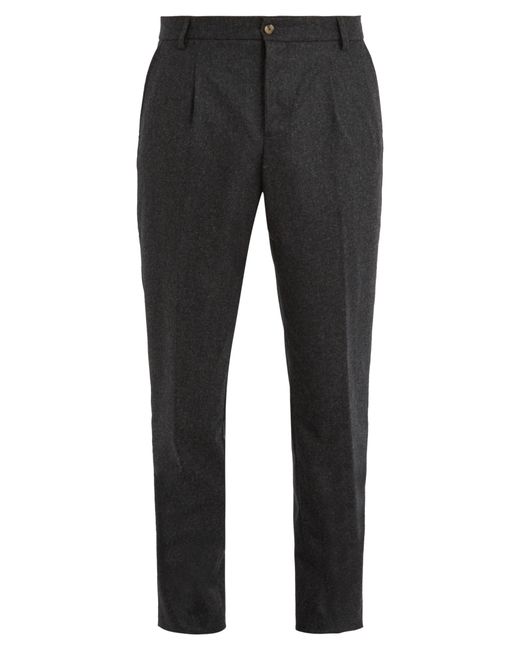 De Bonne Facture Pleated-front tapered-leg wool trousers