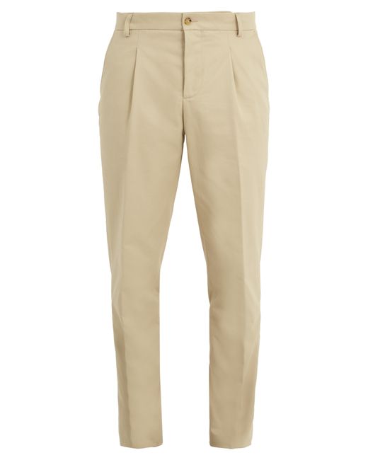 De Bonne Facture Pleated-front tapered-leg cotton trousers