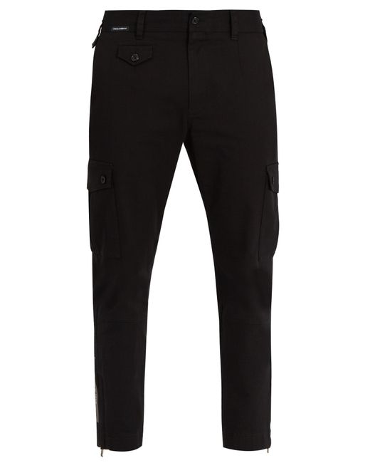 Dolce & Gabbana Logo-patch cropped stretch-cotton trousers