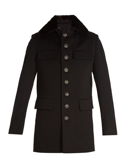 Wales Bonner Archer mink-collar wool-felt coat