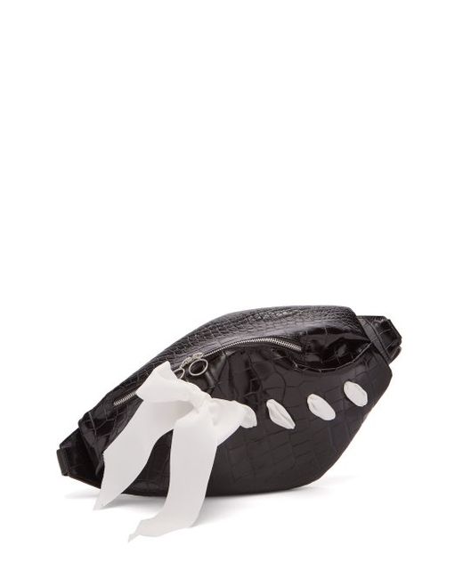 Marques'Almeida Knot Embellished Crocodile Effect Leather Belt Bag